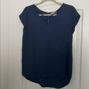 Navy flowy cross v-neck